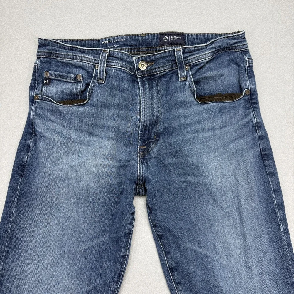 AG Adriano Goldschmied Everett Jeans Mens 34x34 (32x29 Fit) Slim Straight Hemmed